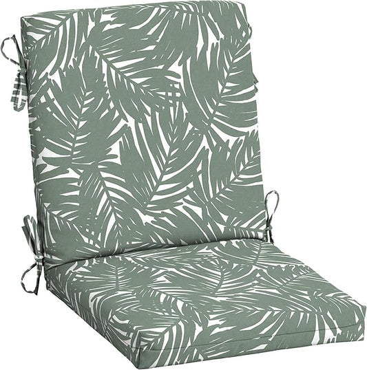 Arden Outdoor Dining Chair Cushion, 20 in x 20 in, Patio Cushion for Patio, Dining, or Rocking Chairs, Sage King Palm