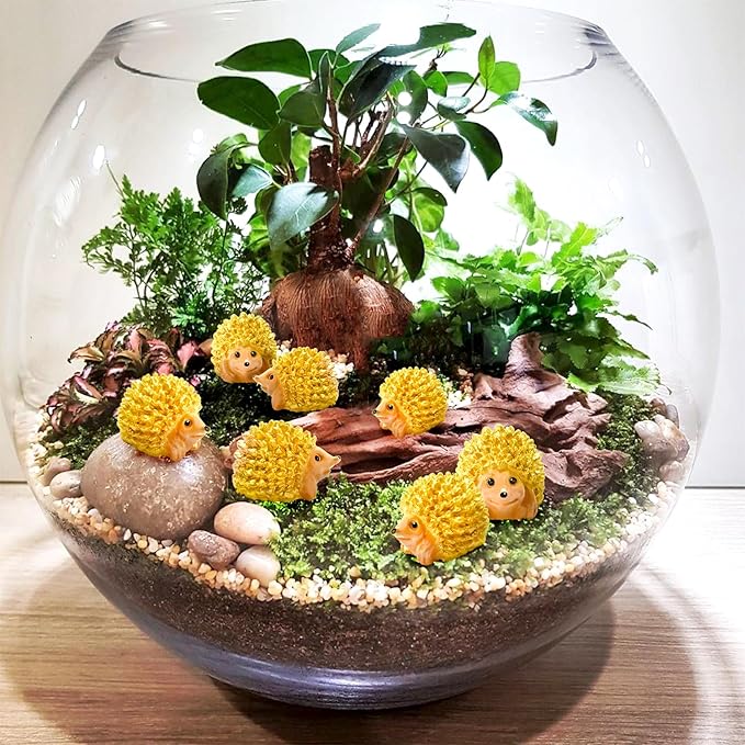 Exasinine 20Pcs Hedgehog Figurine Mini Hedgehog Resin Fairy Garden Accessories Mini Resin Animals for Plant Pots Bonsai Craft Decor Fairy Wild Garden Micro Landscape Supplies