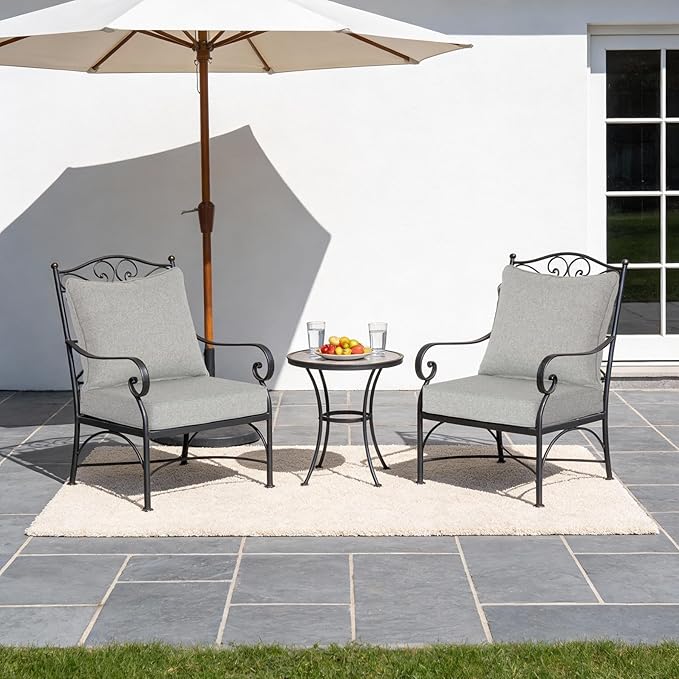 22x24 Inch Outdoor Deep Seat Cushions Set of 2,Thick High-Density Foam, Water-Resistant, Piped Edges & YKK Hidden Zipper for Patio Furniture,Greige