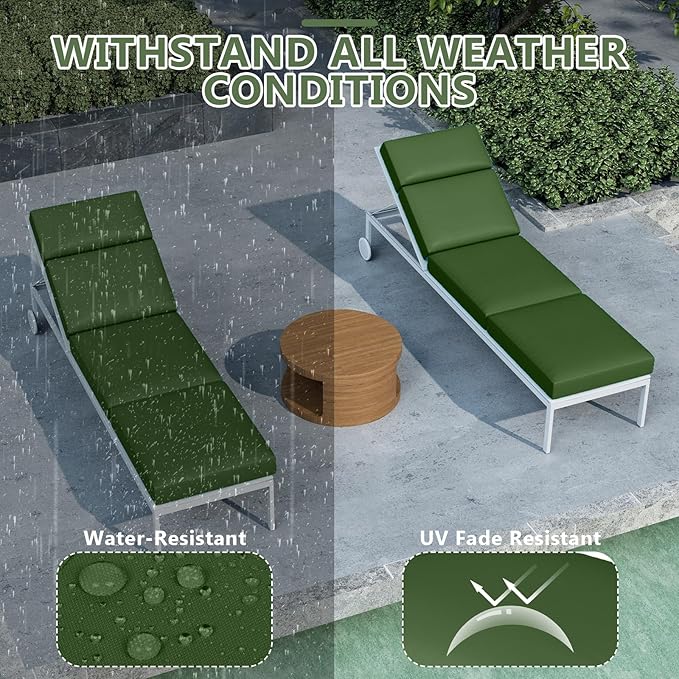2 Pcs Chaise Lounge Cushions Outdoor, 80 x 26 x 4 Inch Lounge Chair Cushions for Outdoor Furniture - Waterproof Lounge Patio Replacement Cushion, 4In Fade-Resistant ThickPatio Chaise Lounge Cushion