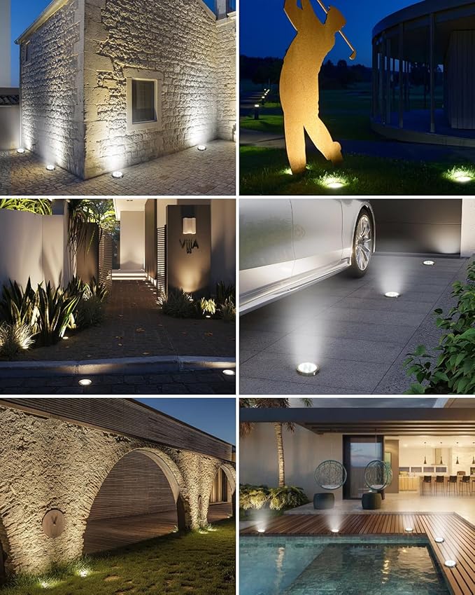 btfarm 2 Pack Solar Lights Outdoor, 8 LED Solar Ground Lights IP65 Waterproof Flat Solar Disc Light, Pathway Lights for Garden Lawn Patio Yard Path Landscape, Cool White