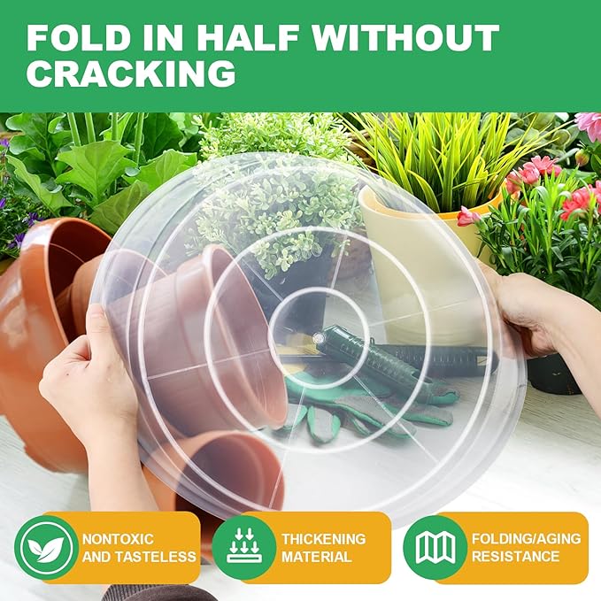 3 4 6 8 10 12 14 16 Inch Plant Saucer Pot Tray, 6 Pack Clear Plant Saucers for Indoors and Outdoors, Large Plastic Dish Suacer Water Drip Tray for Potted Plants Flowers (10 Inches)
