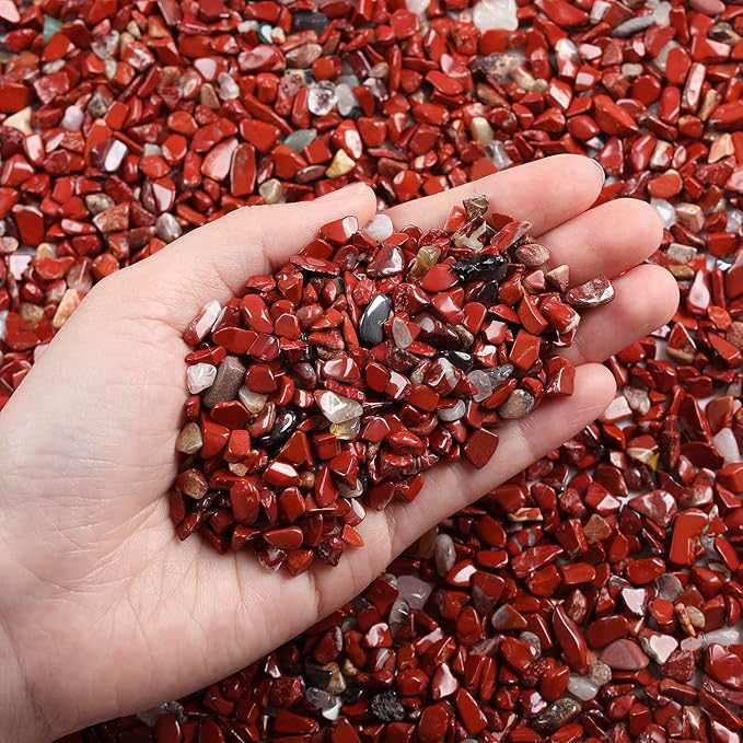 LAIDANLA Red Jasper Crushed Stone Crystal Chips Bulk Natural Gemstones Healing Reiki Crystals Mini Quartz Vase Filler Aquarium Gravel 100g