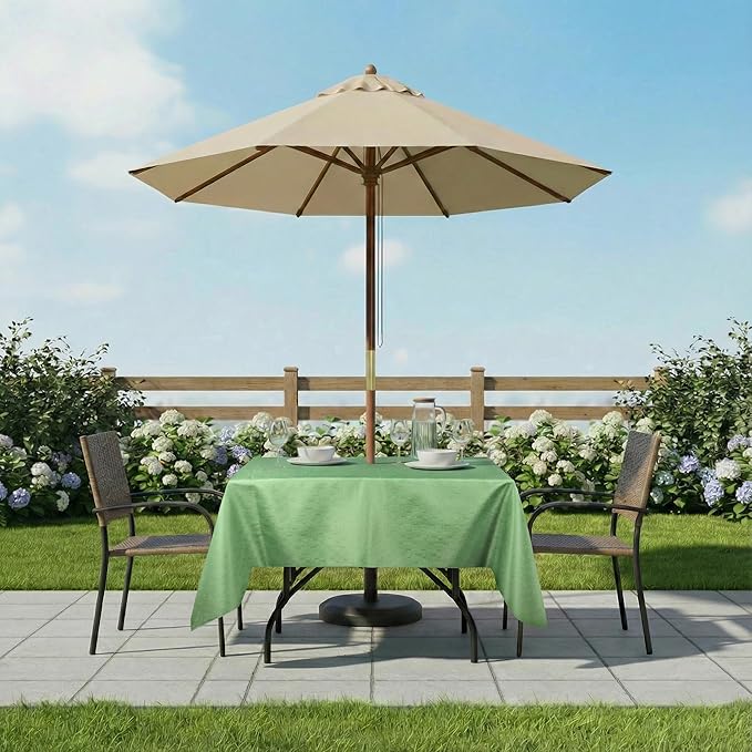 Outdoor Tablecloth Wrinkle-Free Stain Resistant Waterproof Polyester Fabric Table Cover with Zipper Umbrella Hole for Picnic/Party/Dinner/Garden(60×60inch Square,Zippered,Olive Green)