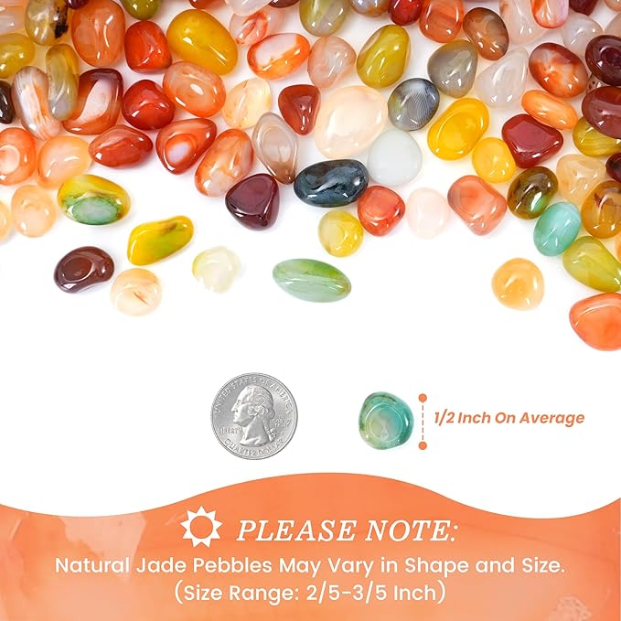 SIDONG 2 LB Colorful Mixed Agate Stone, 1/2 Inch Polished Tumbled Stones, Natural Healing Crystal, Decorative Pebbles for Home Decoration, Indoor Plants, Fish Tanks, Garden Landscaping, DIY Crafts