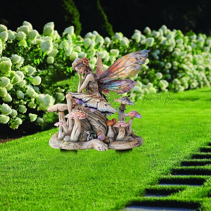 JOYO 11.8''Bohemian Fairy Flower Pot Decoration,Fairy Garden Planter Accessories,2D Acrylic Ground Plug,Fairy Pumpkin Angel Garden Stake for Pot Plants and Garden Yard Lawn Décor (P14)