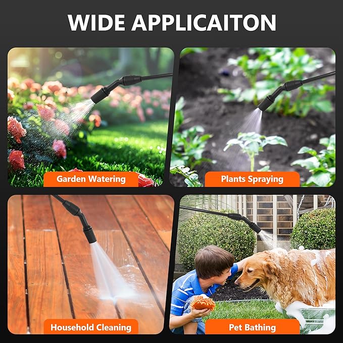 2.1 Gallon/8L Pump Sprayer, Pressurized Water Spray Bottle with 2 Nozzles, Adjustable Shoulder Strap & Safety Valve, Lawn and Garden Sprayer for Watering, Fertilizing, Cleaning