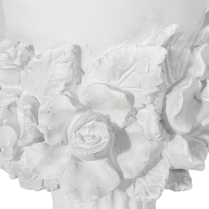 Merax 19.5 Inches Tall MGO Garden Urn Planter, Lightweight Concrete Urn for Flowers, Herbs & Succulents, Indoor & Outdoor Decorative Pot, Antique White
