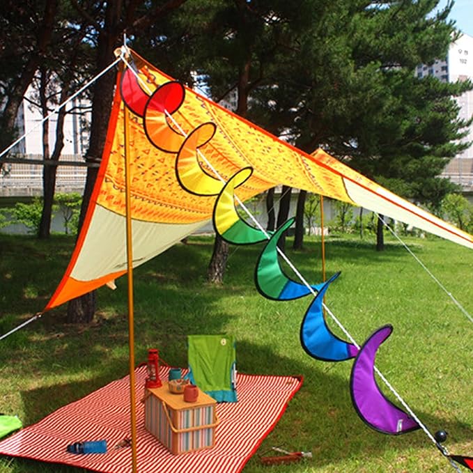 2 Pcs Rainbow Wind Spinners for Yard Garden Hanging Colorful Spiral Rotating Windmill Wind Spinner Ornament Lawn Spinners Outdoor Indoor Decoration for Porch Polyester Portable Rotate Accessories