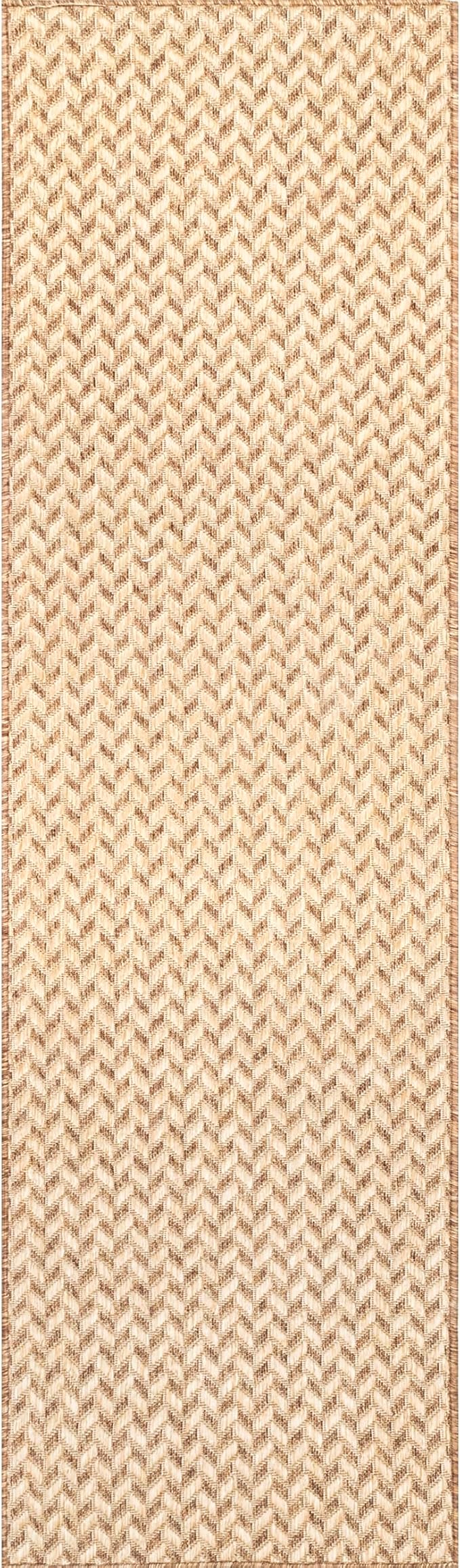 Nuloom Outdoor Performance Camryn Brown/Ivory, 2' x 6', Herringbone, Soft, High Traffic, Stain Resistant, Easy Clean, Durable Runner for Indoor/Outdoor Patio, Deck, Porch, Garden, Courtyard