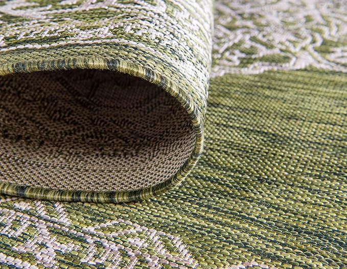 Unique Loom Outdoor Traditional Collection Area Rug - Antique (4' 1" x 6' 1" Rectangle, Green/ Gray)