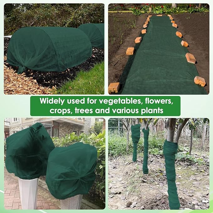 Plant Cover Freeze Protection, 33FT x 10FT Green Floating Row Cover Garden Fabric Plant Protector for Winter Frost Blanket Sun Pest Protection Tree Wraps Vegetable Shade Cloth for Greenhouse