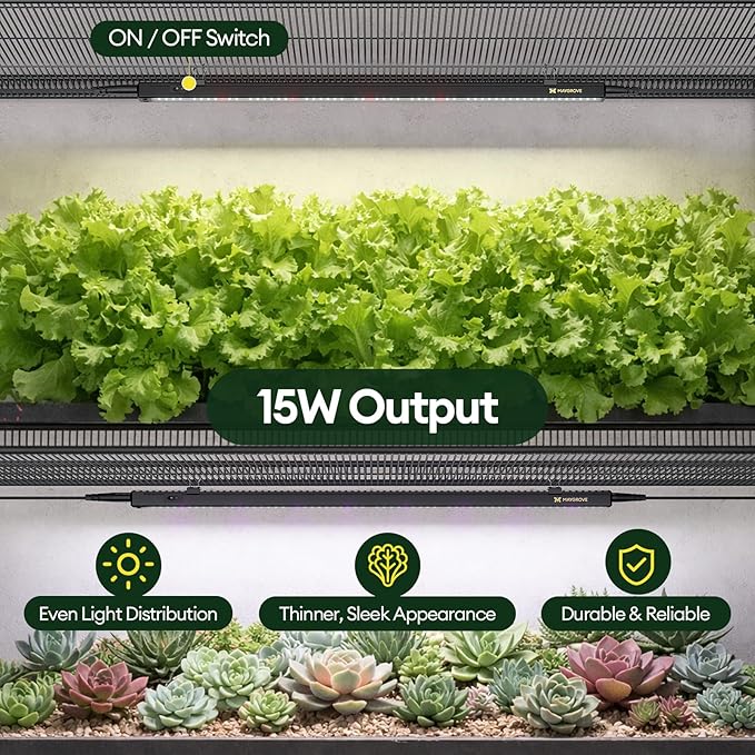 Plant Grow Light 2ft, Tunable Full Spectrum LED Grow Light Strips 60W (4 x 15W), T5 Growing Lamp for Indoor Plants, Greenhouse, High PPFD, 4-Pack