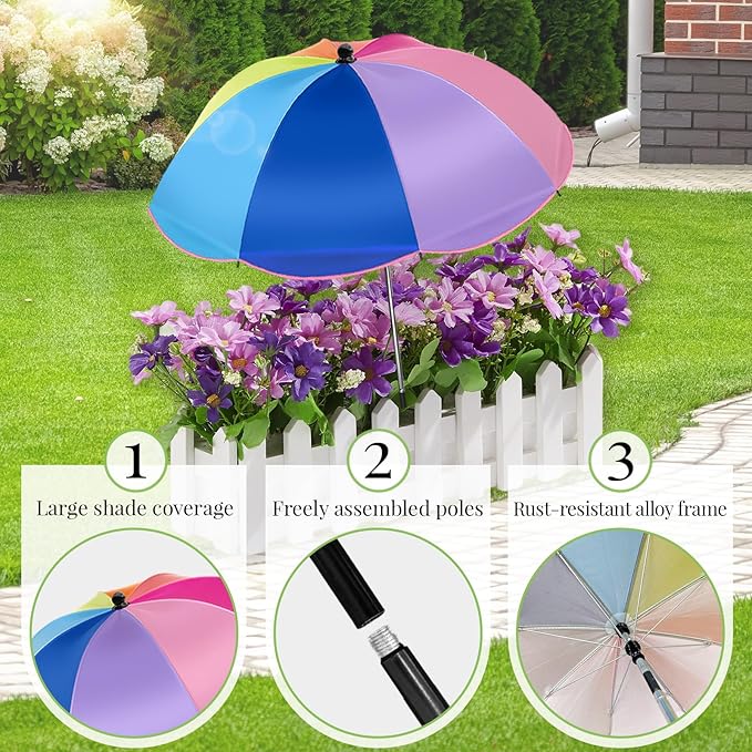 Colorful Plant Umbrellas for Outdoor Plants, Large (40") Sun Protection Shade Cover with M-Shaped Insert, Garden Shades for Potted Plants, Garden Beds, Patio Flower (4 Pcs)