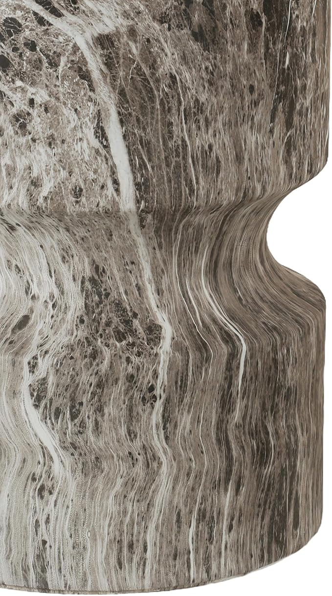 13.39" Cement End Tables for Patio,Modern Small Round Side Faux Terrazzo Accent Table,Tree Stump Garden Stool Drum Indoor and Outdoor,Brown