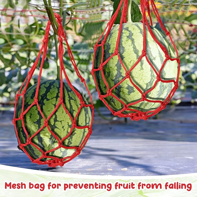 Nuenen 6 Pcs Watermelon Net Melon Hammock Melon Cradle Plant and Garden Supports Pumpkin Support Hanging Bag Protects Watermelons, Honeydew, Squash, Cantaloupes (Red)