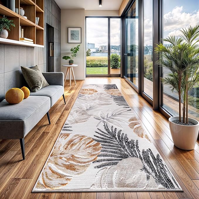 CAMILSON Runner Outdoor Rugs Oriental Retro Traditional Floral Medallion Area Rug 2x10 Non-Shedding Stain Resistant Indoor Carpet for Bathroom Hallway Kitchen Office (2 x 10 / Yellow)