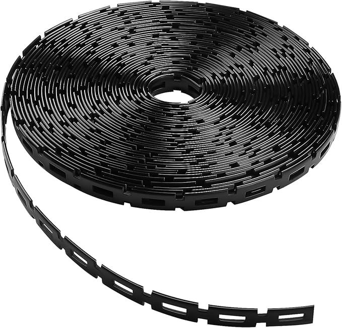50 FT Chain Lock Tree Ties, Outdoor Plant Strap for Staking, 0.5Inch Wide Adjustability Garden Ties with Hook & Loop Fastening - Tree Stakes Support Straps for Leaning Tree Garden Accessories