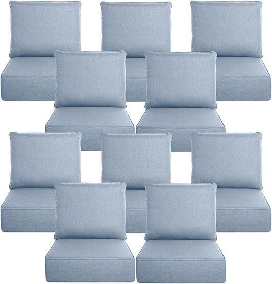 Belord Luxury 6" Thick Outdoor Cushion 10 Set - 22 x24 Inch 28D Sponge Filling Fade-Resistant Chair Cushion, Spill Proof Removable Patio Furniture Replacement Cushion for Sofa Bench Swing - Red