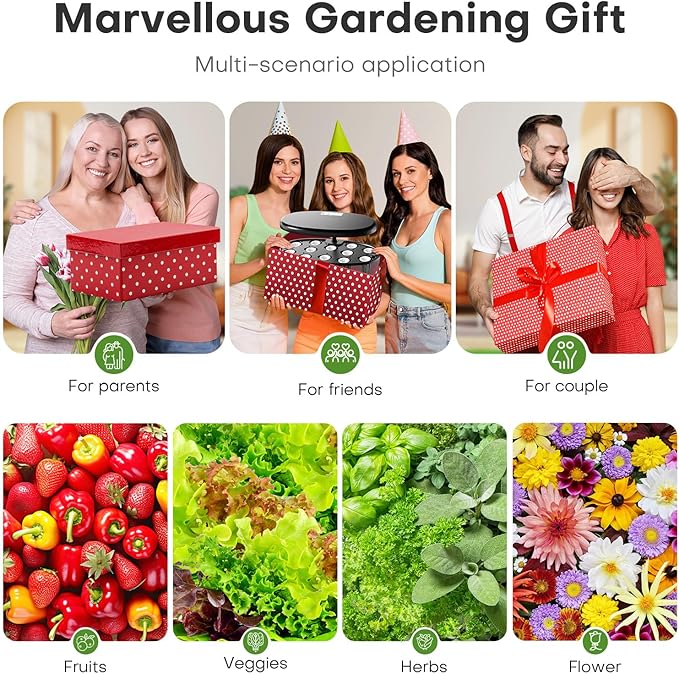 Ahopegarden Indoor Garden Hydroponics Growing System: 12 Pods Plant Germination Kit Garden Kit Growth Lamp Countertop with LED Grow Light Hydrophonic Planter Grower Harvest Vegetable Lettuce