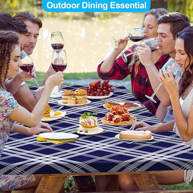pickyNproud Picnic Table Cover with Bench Covers Portable Table Cloth Built-in Storage Pocket Picnic Table Covers with Elastic Waterproof Camping Essentials for RV Camping