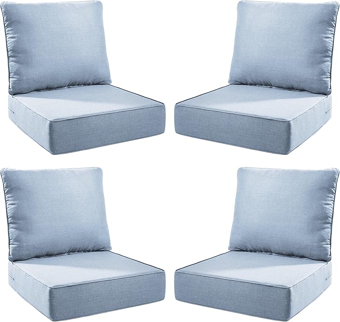 Luxury Outdoor Seat Cushion Set-24 x 24 x 6 Inch Outdoor Chair Cushions with Water Resistant & Removable Cover Outdoor Cushions for Patio Furniture Chair Sofa Couch