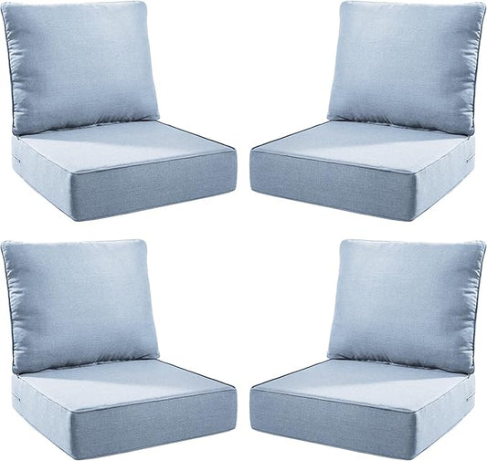 Luxury Outdoor Seat Cushion Set-24 x 24 x 6 Inch Outdoor Chair Cushions with Water Resistant & Removable Cover Outdoor Cushions for Patio Furniture Chair Sofa Couch