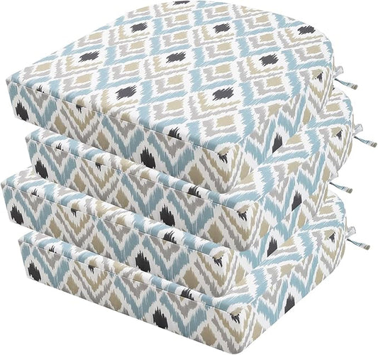 idee-home Outdoor Chair Cushions Set of 4, Thick 19" x 19" x 3" Outdoor Seat Cushions Patio Furniture Waterproof with Ties, Dining Pads