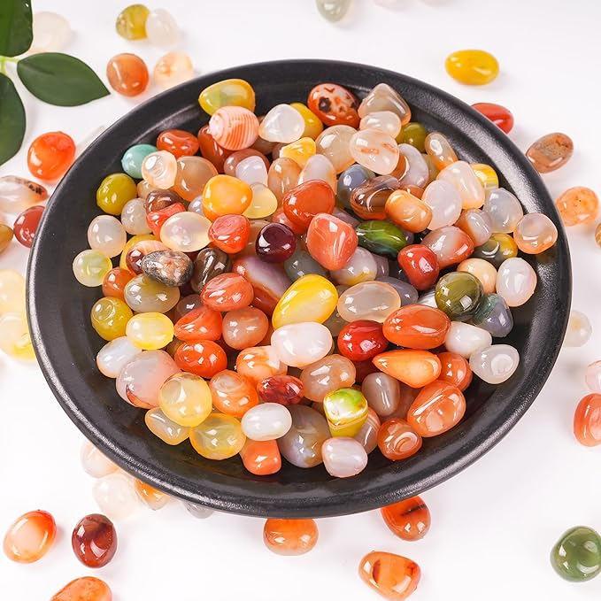 SIDONG 2 LB Colorful Mixed Agate Stone, 1/2 Inch Polished Tumbled Stones, Natural Healing Crystal, Decorative Pebbles for Home Decoration, Indoor Plants, Fish Tanks, Garden Landscaping, DIY Crafts