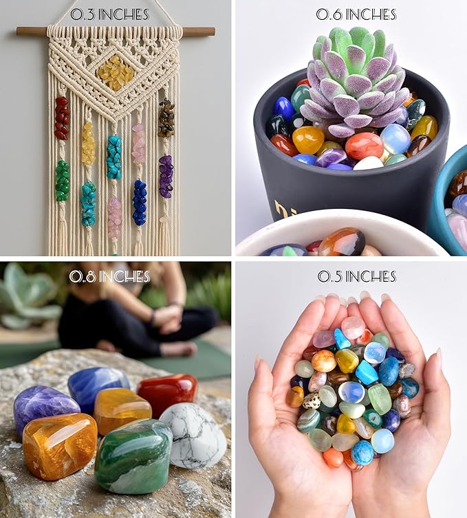 Polished Healing Crystal Stones Set, 36 Different Natural Gemstone Types, 2.5 lbs of 0.8" Tumbled Decorative Rocks Collection for Chakra, Meditation, Reiki, Energy Work, Crafts, Gifts