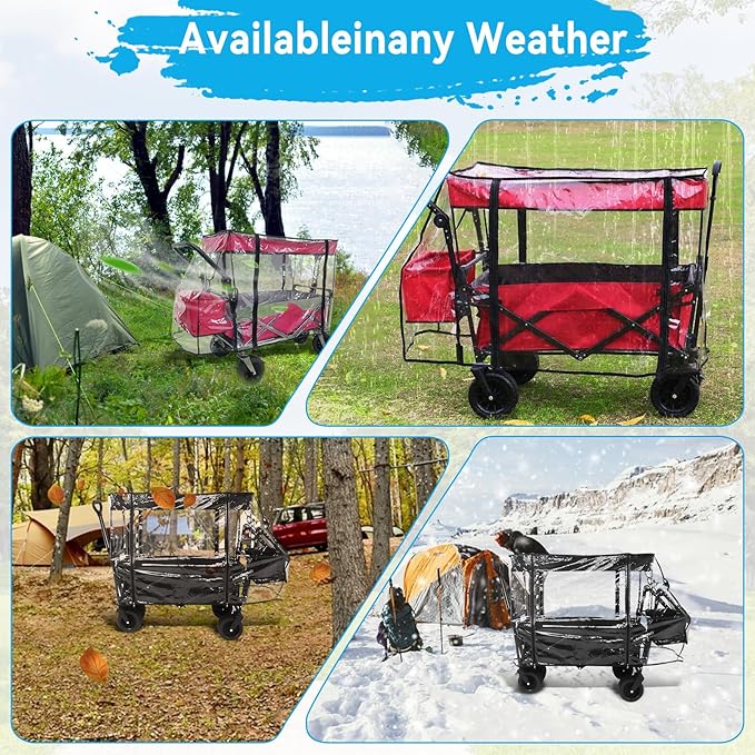 Wagon Cover for Rain, Universal Rain Cover Water Proof Wind Cover Stroller Baby Trend Quad Radio Flyer Wagon Rain Cover Trolley Cart Accessories for Outdoor Garden Camping Picnic