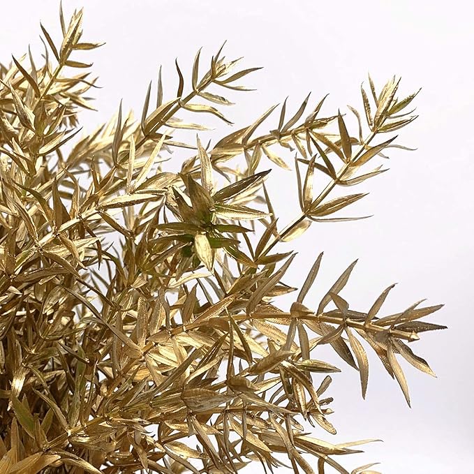 CATTREE Artificial Plants for Christmas, Plastic Grass Faux Shrubs Fake Leaves Simulation Sharp Bushes Home Indoor Outdoor Garden Wedding Festival Decoration Hall Table Planter Filler – Gold 2 Pack