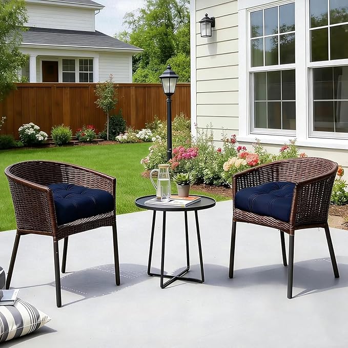 Set of 2 Outdoor Indoor U Shaped Wicker Seat Cushion Decorative Tufted Chair Pads Dark Green Chair Cushions Set for Patio Garden Home Office Furniture