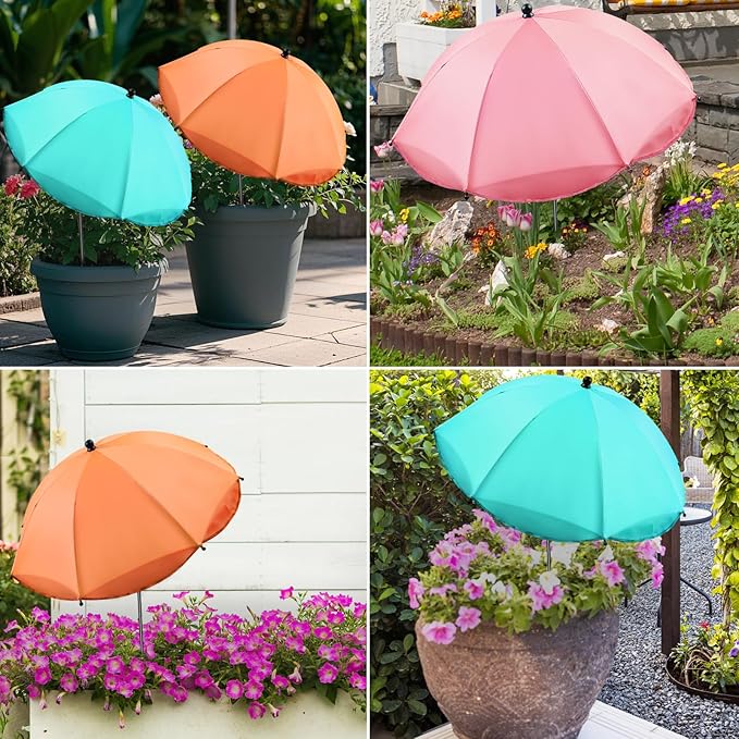 Upgraded Plant Umbrellas for Outdoor Plants 50in Higher 26in Larger Adjustable Angles Plant Shade Umbrella Sturdy Garden Shade Cover Sun Protection Umbrella for Potted Plants Garden Bed Flower Pot