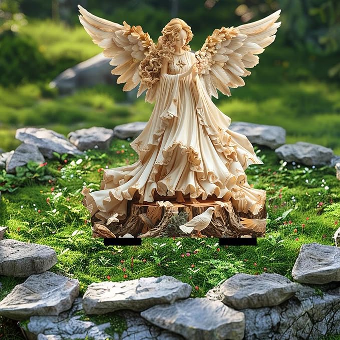 Bohemian Fairy Flower Pot Decoration, Planter Pots Decor, Garden Accessories for Home or Garden (White Dove Elf)