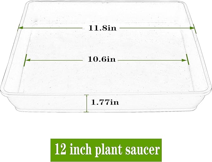 5 Pack Square Plant Saucer 12 Inch, Plastic Plant Water Dray Tray, Flower Pot Saucers, Square Planters for Indoors and Outdoors，Plants Saucer for Plant Pots.