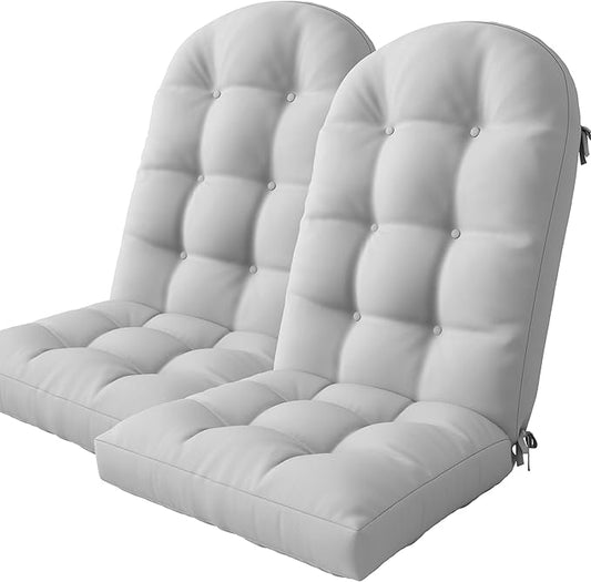 Amopatio Adirondack Chair Cushions 4" Thick Set [2-Pack] - Outdoor Cushions for Patio Furniture, Contoured Design with Anti-Slip Straps & Water-Resistant Fabric for Adirondack Chairs, Light Gray
