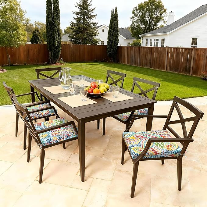 LVTXIII Outdoor Seat Cushions Set of 4 Square Corner Chair Cushions with Ties, Patio Chair Pads for Home Office and Patio Garden Furniture Decoration 19"x19"x2", Paisley Multi