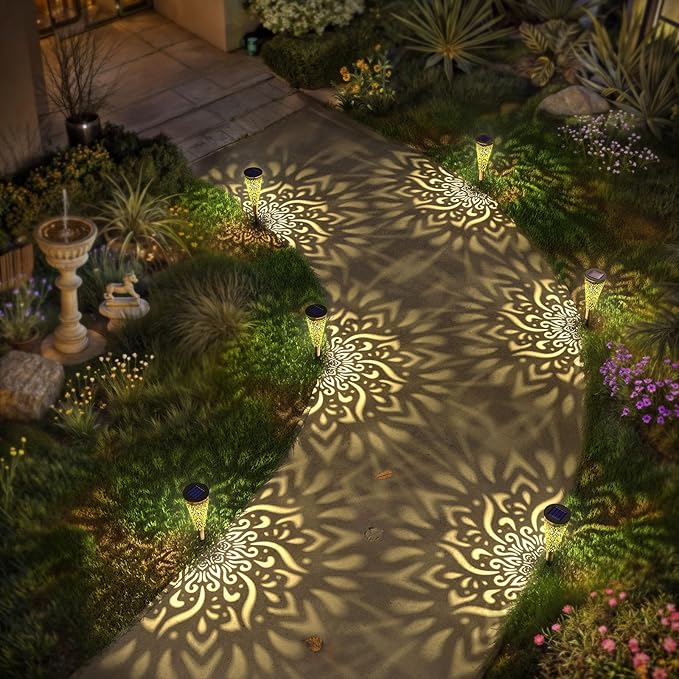 6 Pack Solar Lights Outdoor Garden Decorative Solar Garden Lights with Warm Light Waterproof Solar Pathway Landscape Lights for Path Backyard Walkway Yard Decor, Gardening Gifts for Women
