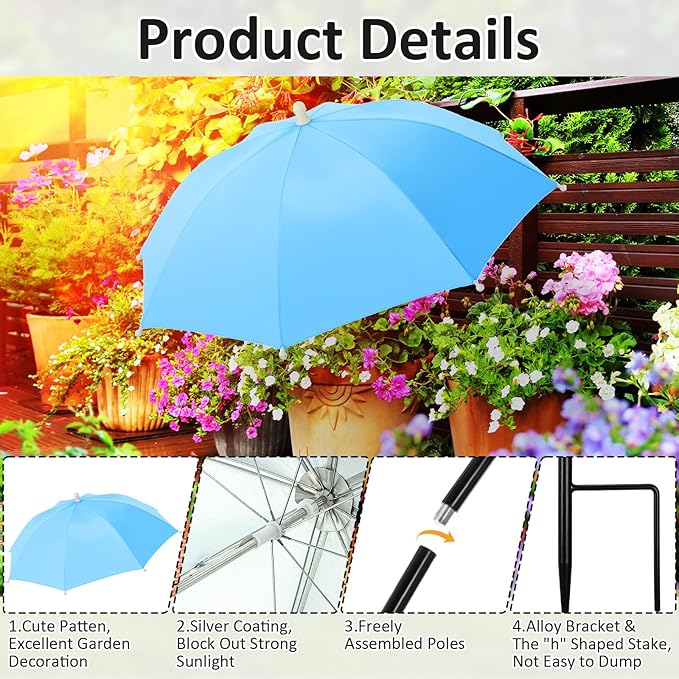 Plant Umbrellas for Outdoor Plants 24.8 Inch Garden Shade Cover Sun Protection Umbrella Space Saving Garden Umbrella Shade Canopy for Potted Plants Bed Flower Pot