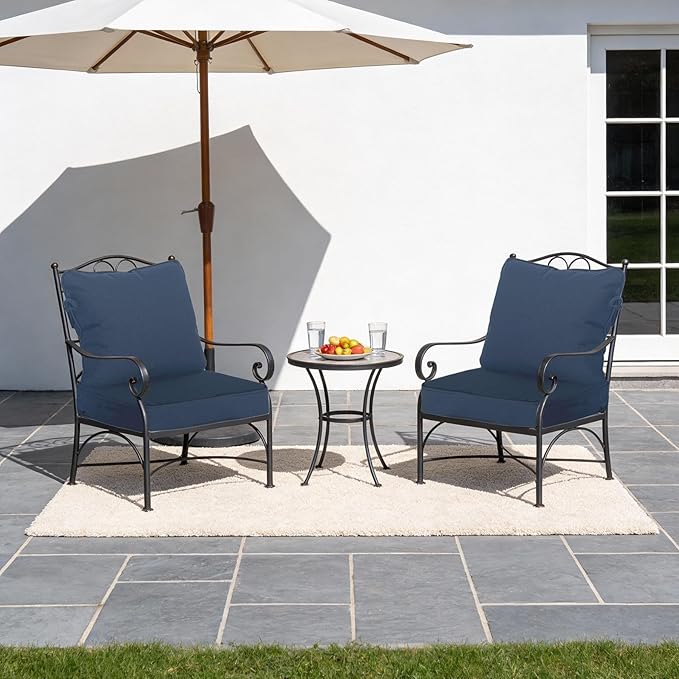 19"x19" Outdoor Universal Cushion Set of 1, Patio Cushions with Handles & Ties, Water-Proof Stain-Resistant UV Resistant Weather Resistant High Resilience Foam,Blue