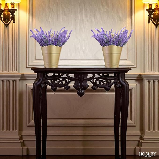 Hosley Set of 2 Gold Wall Planter with PVC Linner 6.25" L x 4" W x 10" H, Ideal Gift for Floral Arrangements Wedding Home Office Party DIY Indoor Outdoor Garden Patio