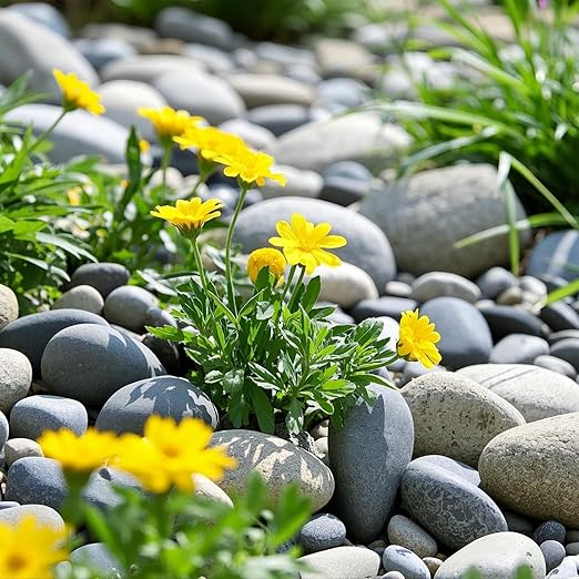 Large River Rocks, 20lbs Aquarium Rocks, 3-4 Inch Black Pebbles for Indoor Plants, Natural Stones for Landscaping Garden Paving Plant Rocks Crafting Walkways