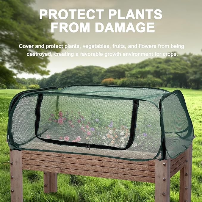 Garden Cover for Raised Beds 45“ x 22” x 16" Pop-Up Mesh Plant Garden Bed Cover For Vegetables, Seedlings, Fruits, Frost Protection, Outdoor Gardening Bird and Animal Barrier Greenhouse Cover