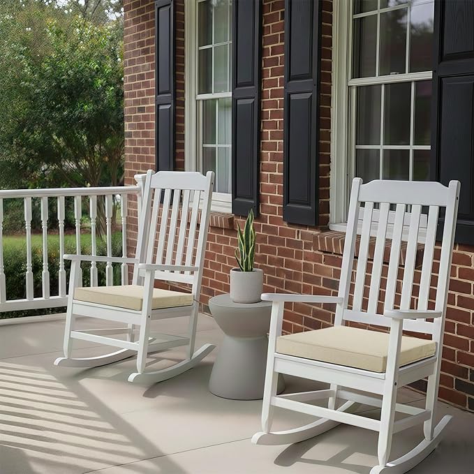 Outdoor Chair Cushions, Water-Resistant & Fade-Resistant, Patio Furniture Seat Replacement Chair Pads with Ties Zipper, Removable Cover, Non-Slip Bottom, Set of 4, 17 x 16 Inch, Beige