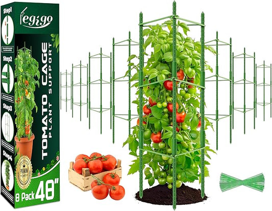 Legigo 8-Pack Tomato Cage for Garden Plant Support- Up to 48inch Garden Stakes Tomato Cage, Tomato Trellis for Potted Plants, Tomato Cages Plant Stakes for Climbing Vegetables Plants Flowers