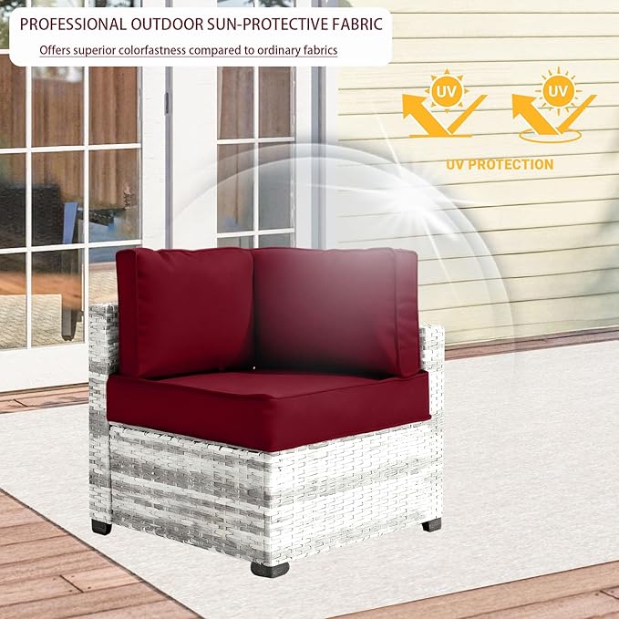 Outdoor Cushion Covers for Patio Furniture, Patio Cushion Covers Replacement with Zipper, Waterproof & Fade Resistant,Only Cover (Burgundy, 25.6Lx25.6Wx4H - Only Covers)