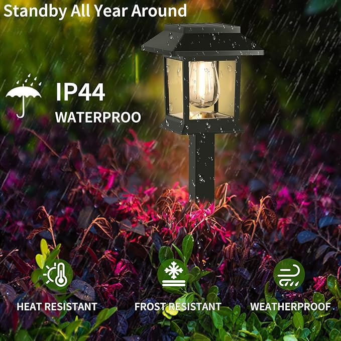Greluna Solar Lights Outdoor, 6 Pack Waterproof Auto On/Off Solar Pathway Lights for Garden, Landscape, Path, Yard, Patio, Driveway, Walkway Decor