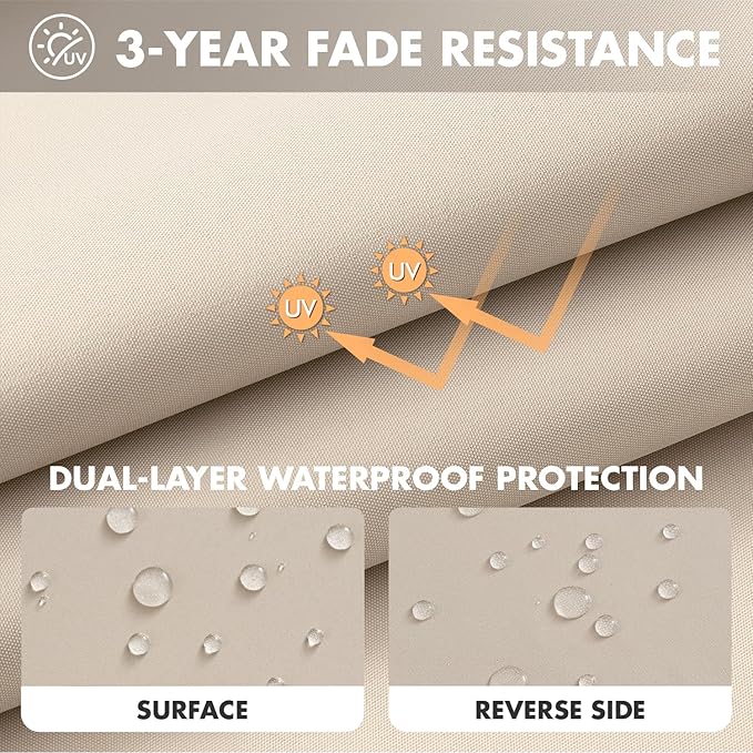 MIULEE Beige Outdoor Seat Cushion 22x24 Inch Waterproof & 3 Year Fade Resistant Deep Seat and Back Cushion for Patio Furniture Chair Sofa Couch with Handle and Adjustable Straps