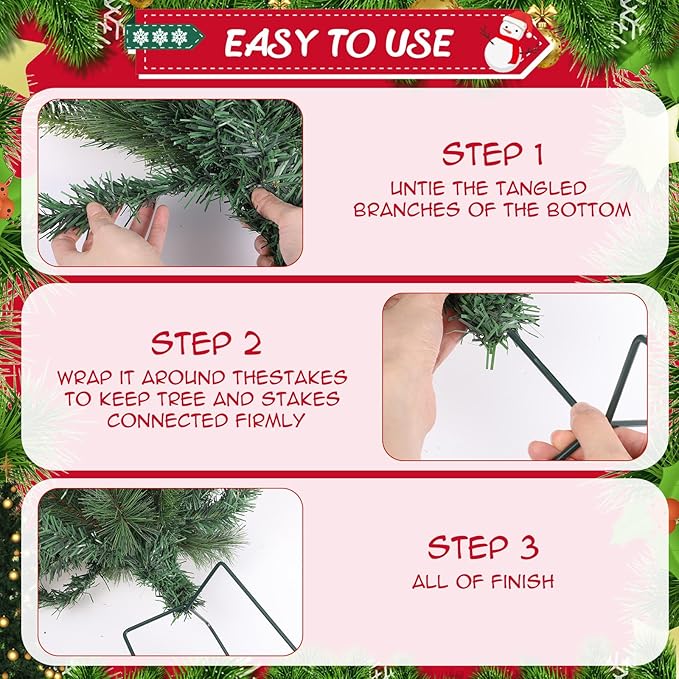 Hotop 3 Pack 18” Pre-lit Christmas Planter Filler Outdoor Christmas Tree Urn Fillers Decorations with Cones, Berries, Tripod Stake and LED Lights Realistic Artificial Planter for Holiday Decor